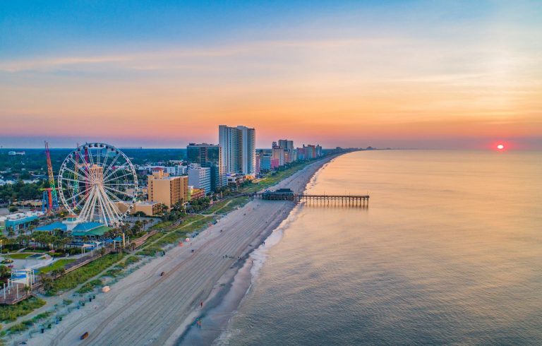 Grand Strand Beaches, Ariel photo of myrtle beach looking towards north mrtyle beach