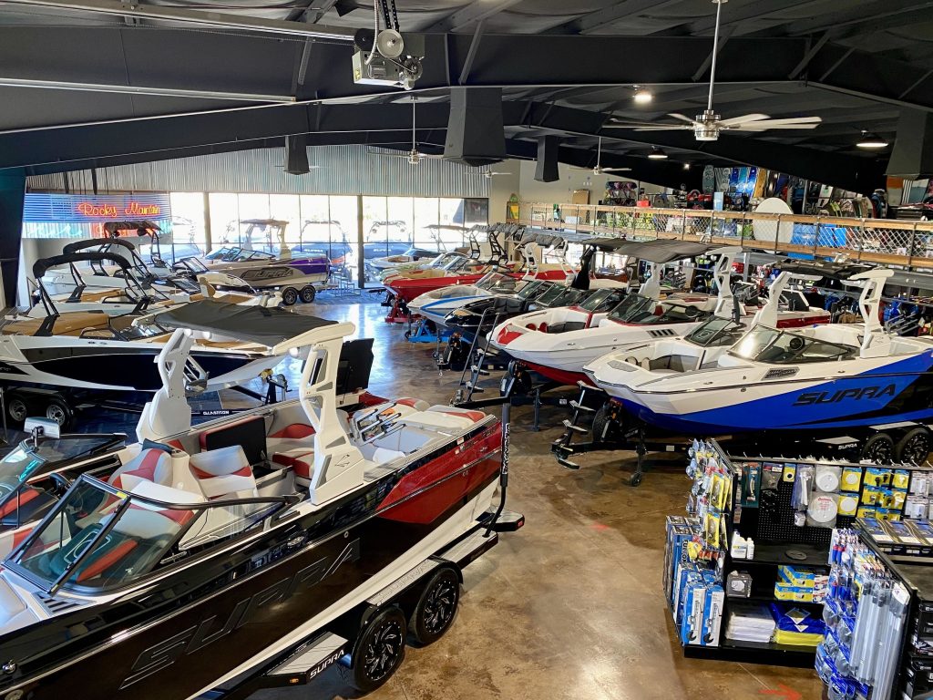 Watercraft Stores, inside watercraft store with different types of watercraft