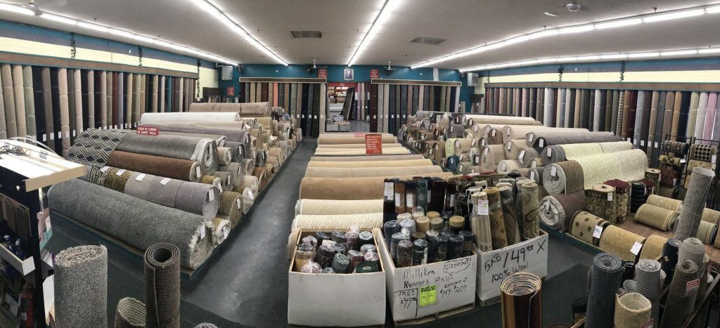 inside carpet store many different types of carpet