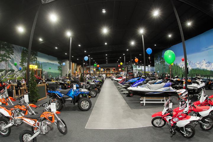 motorsports showroom with motorcycles atvs and othera,