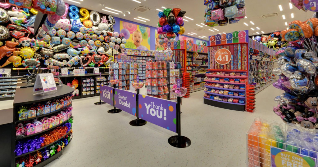 party stores online, inside part store with balloons and the party favors