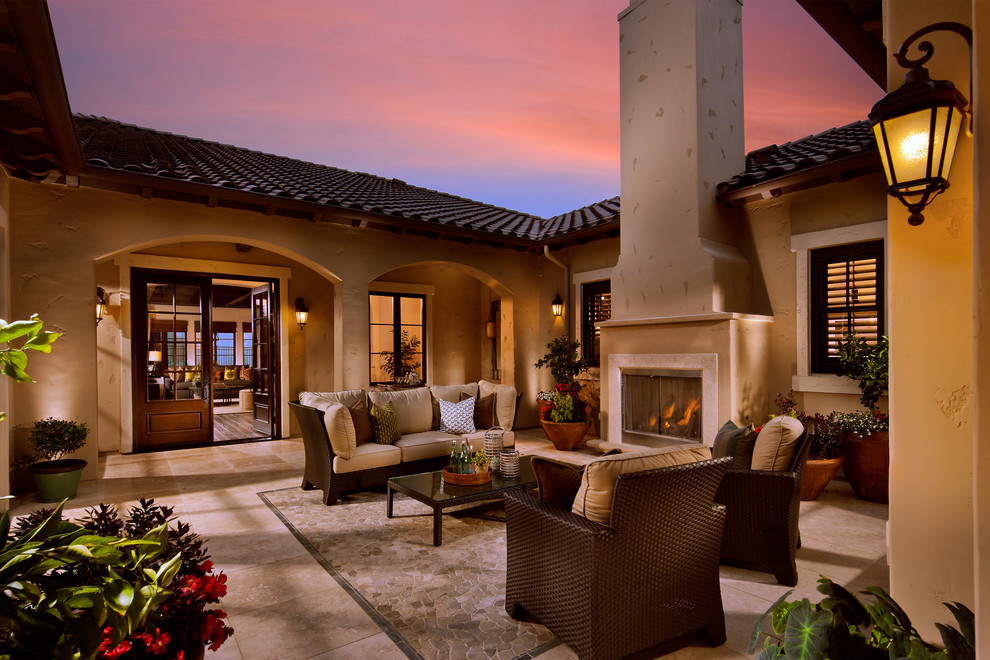 :patio shows luxury patio with fireplace