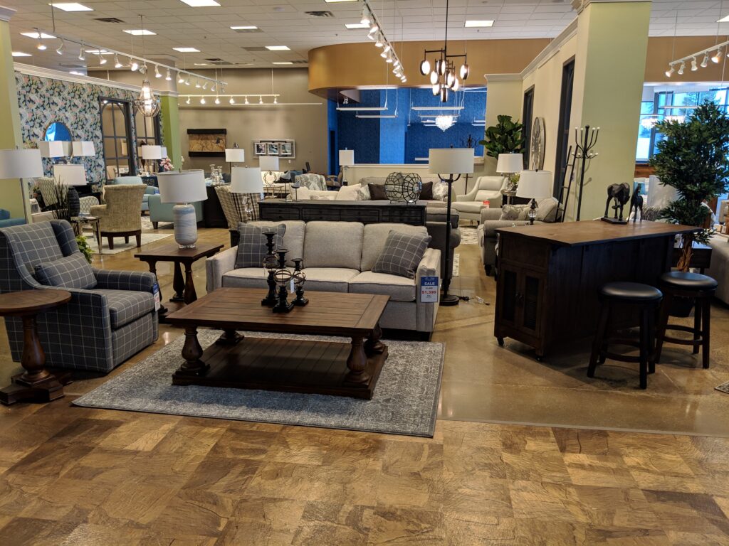 New Furniture Stores, inside furniture store scowcasing different types of furniture