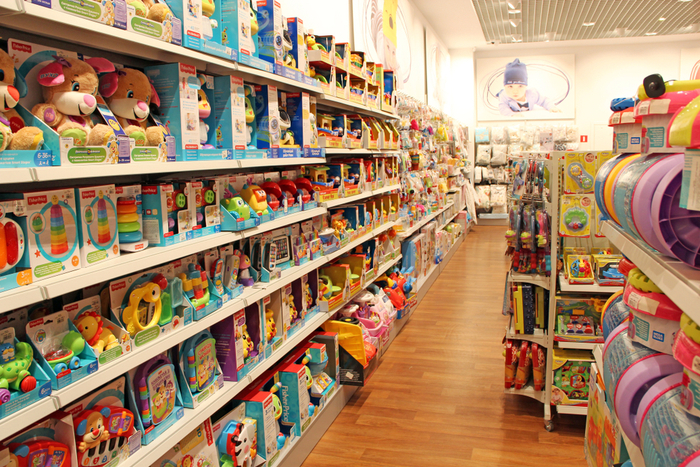 toy shops Online, inside toy shop with racks of toys